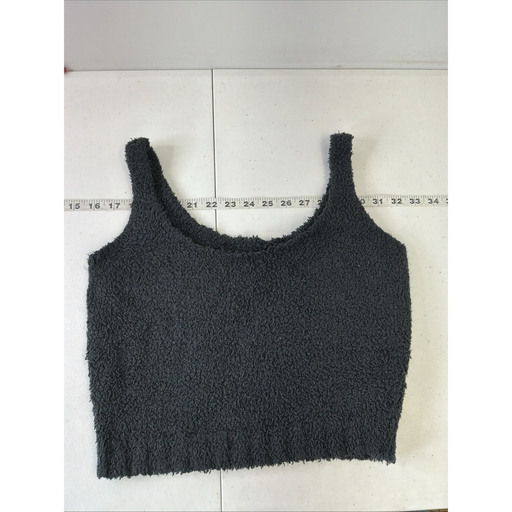 SKIMS Cozy Knit Tank Top FUZZY SHERPA Super Soft Stretchy black S/M lounge